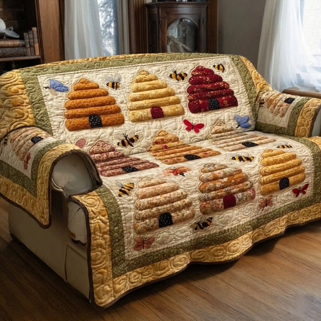 Golden Hive Quilted Sofa Cover NCU0DK12027