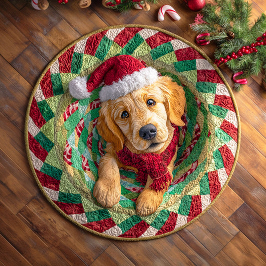 Golden Holiday Quilted Round Mat NCU0TD467