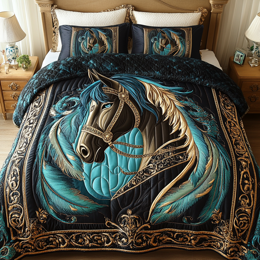 Golden Hoof 3-Piece Quilted Bedding Set NCU0VH1934