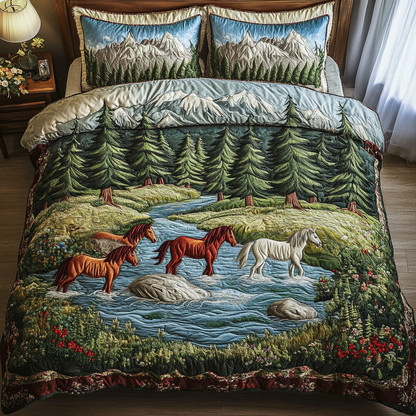Golden Hoof 3-Piece Quilted Bedding Set NCU0VH2753
