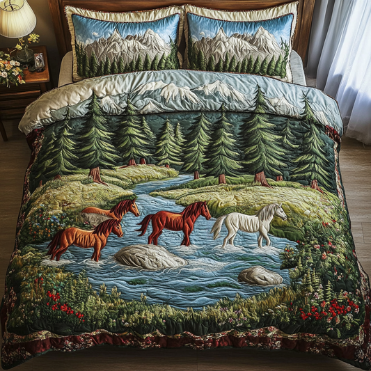 Golden Hoof 3-Piece Quilted Bedding Set NCU0VH2753