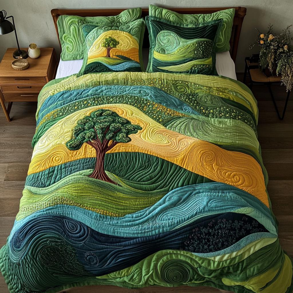Golden Horizon 3-Piece Quilted Bedding Set NCU0DK4822