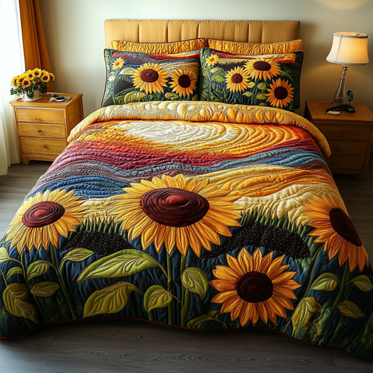 Golden Horizon 3-Piece Quilted Bedding Set NCU0DK6221