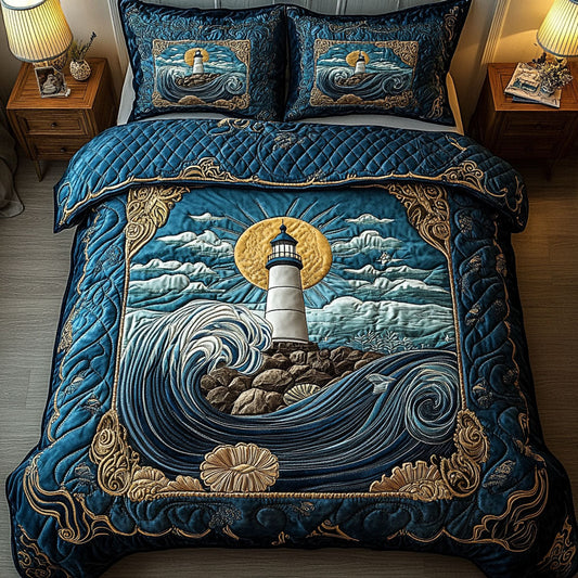 Golden Horizon 3-Piece Quilted Bedding Set NCU0NT4269