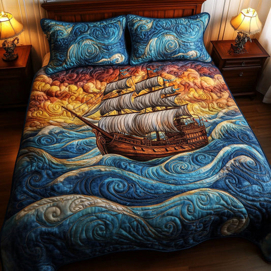 Golden Horizon 3-Piece Quilted Bedding Set NCU0NT5609