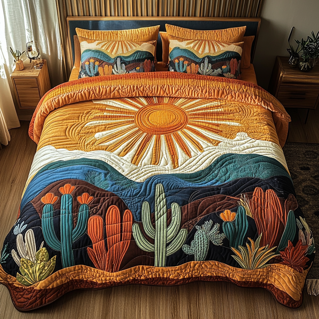 Golden Horizon 3-Piece Quilted Bedding Set NCU0VH3029