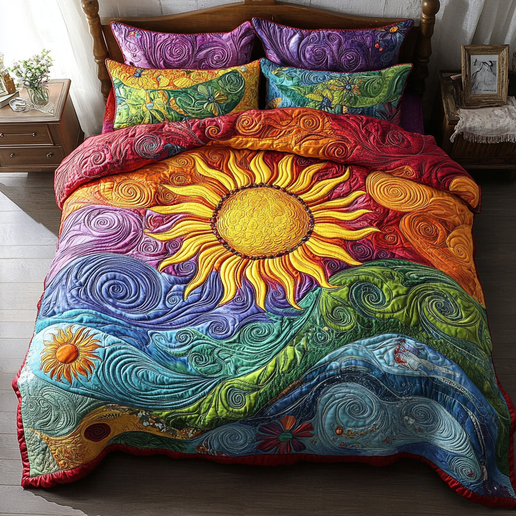Golden Horizon 3-Piece Quilted Bedding Set NCU0VH3285