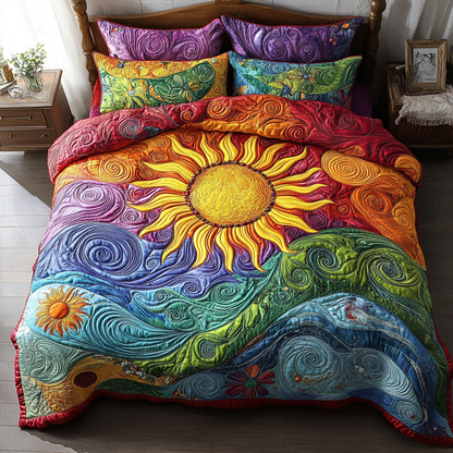 Golden Horizon 3-Piece Quilted Bedding Set NCU0VH3285