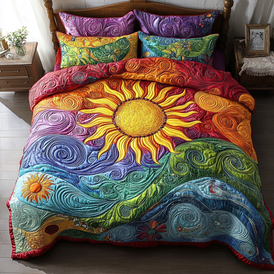 Golden Horizon 3-Piece Quilted Bedding Set NCU0VH3285
