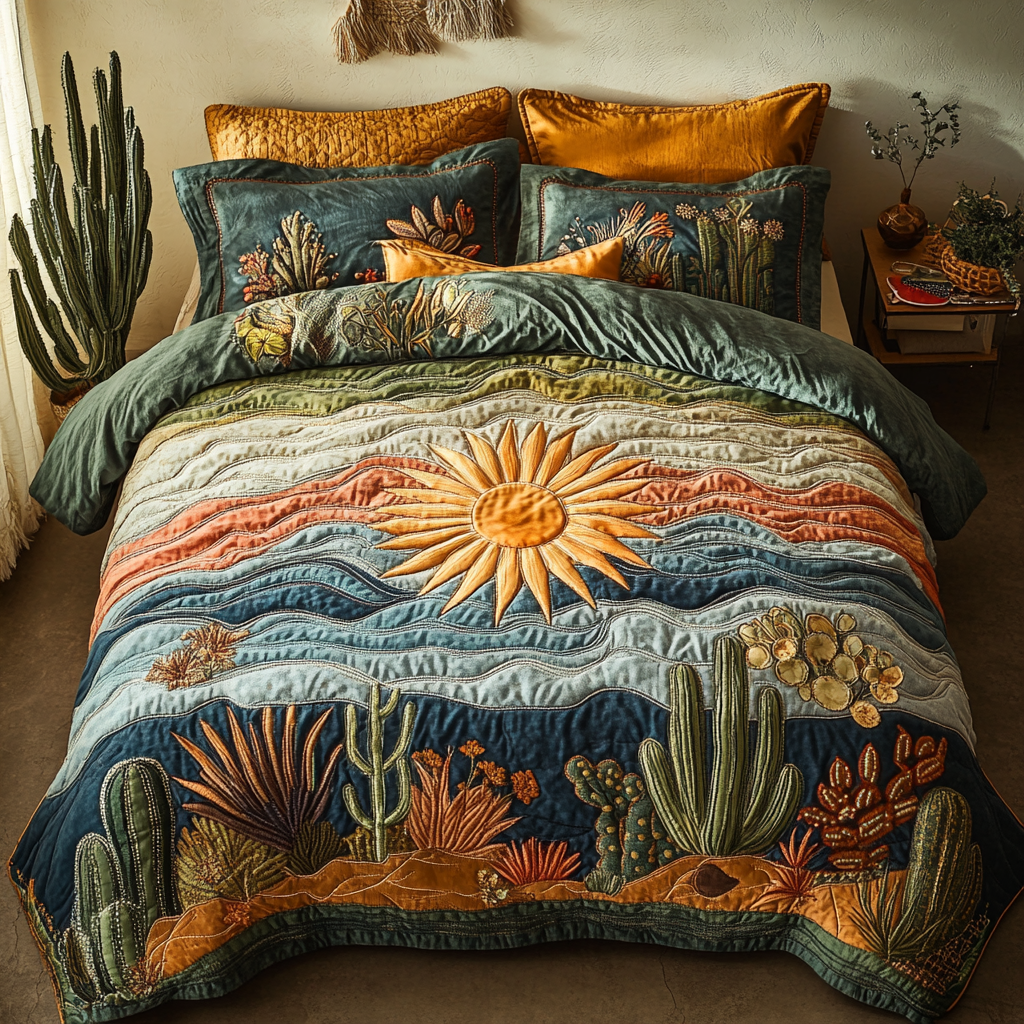 Golden Horizon 3-Piece Quilted Bedding Set NCU0VH3332
