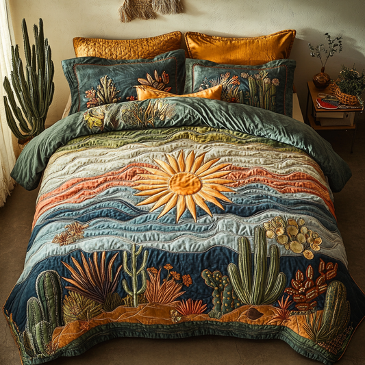 Golden Horizon 3-Piece Quilted Bedding Set NCU0VH3332