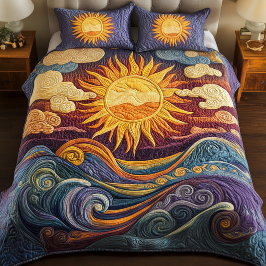 Golden Horizon 3-Piece Quilted Bedding Set NCU0VH411