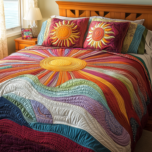 Golden Horizon 3-Piece Quilted Bedding Set NCU0VL913