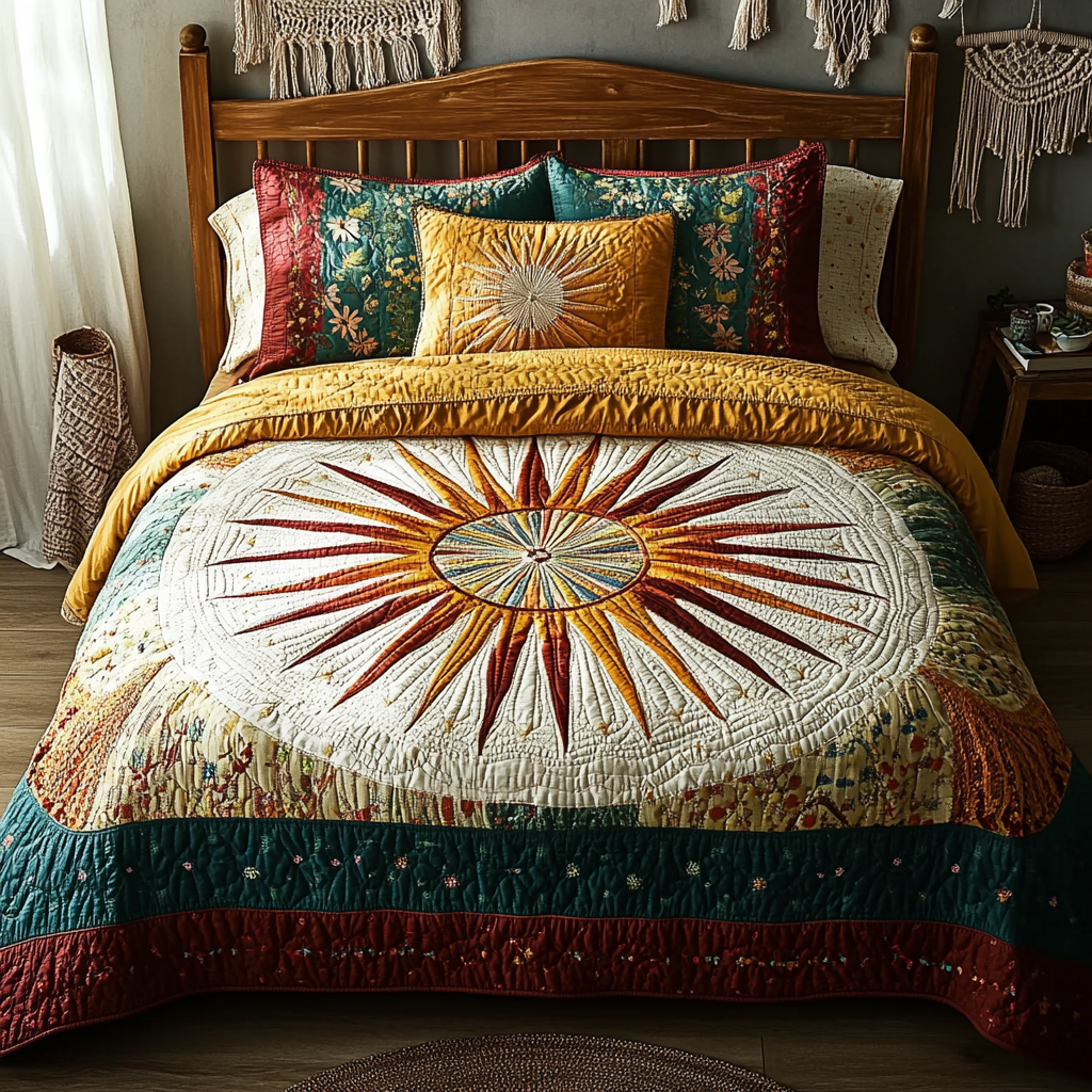 Golden Horizon 3-Piece Quilted Bedding Set NCU0VL937