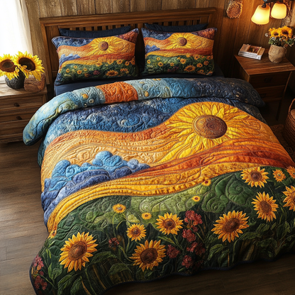 Golden Horizon 3-Piece Quilted Bedding Set NCU0VL951