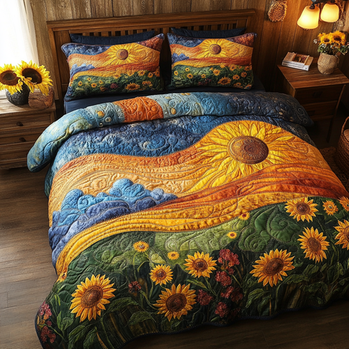 Golden Horizon 3-Piece Quilted Bedding Set NCU0VL951