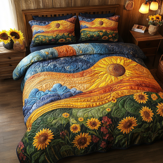 Golden Horizon 3-Piece Quilted Bedding Set NCU0VL951