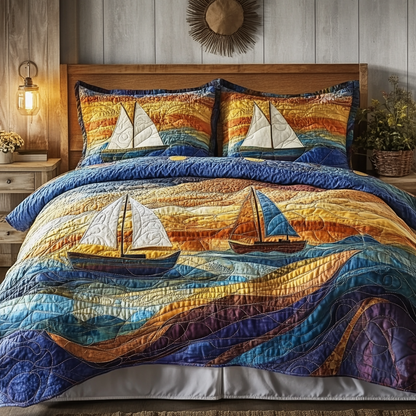 Golden Horizon 3-Piece Quilted Bedding Set NCU0VL992