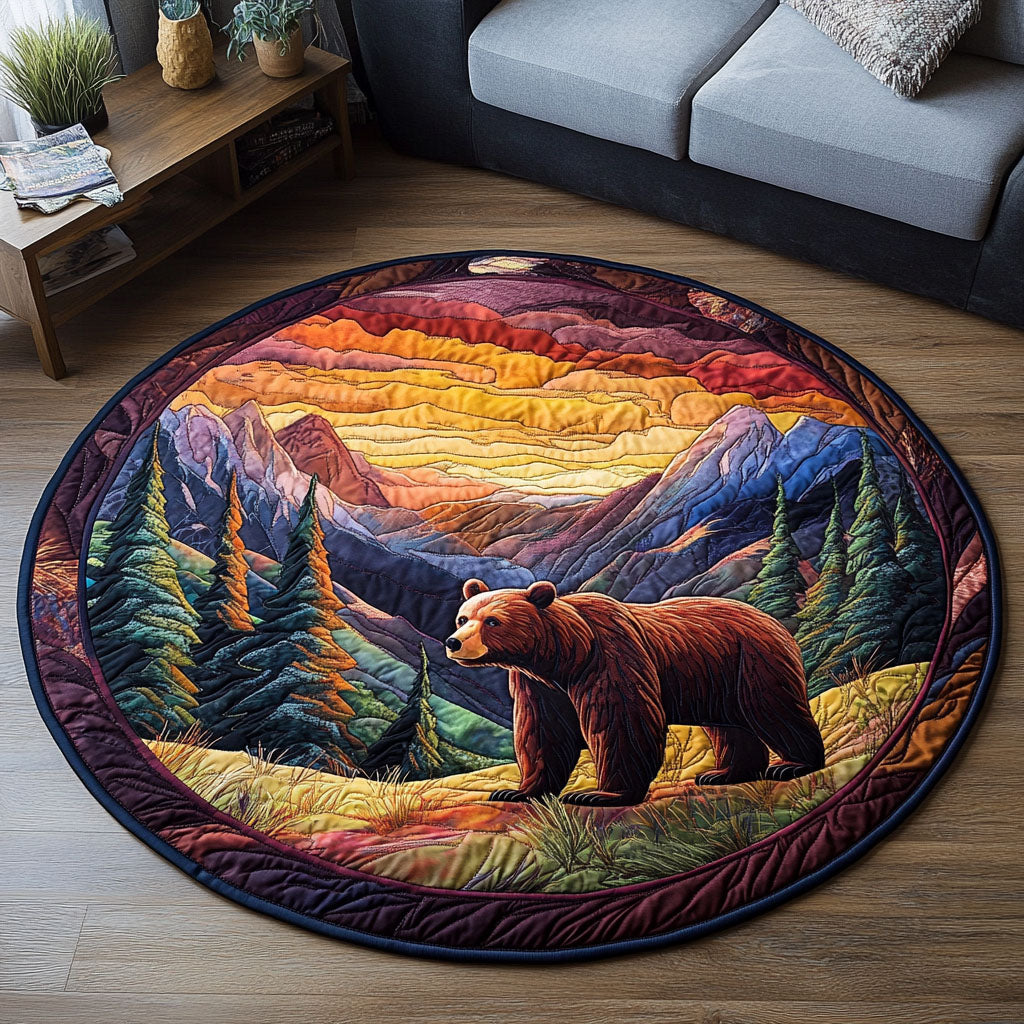 Golden Horizon Bear Quilted Round Mat NCU0PT5505