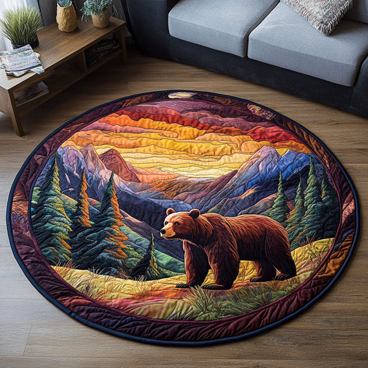 Golden Horizon Bear Quilted Round Mat NCU0PT5505