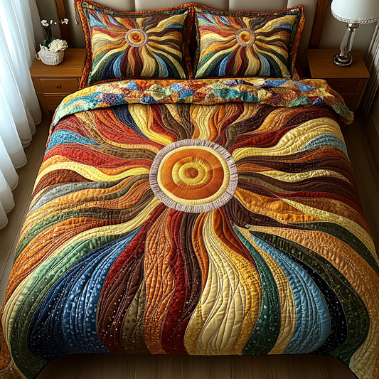 Golden Horizon 3-Piece Quilted Bedding Set NCU0DV2655