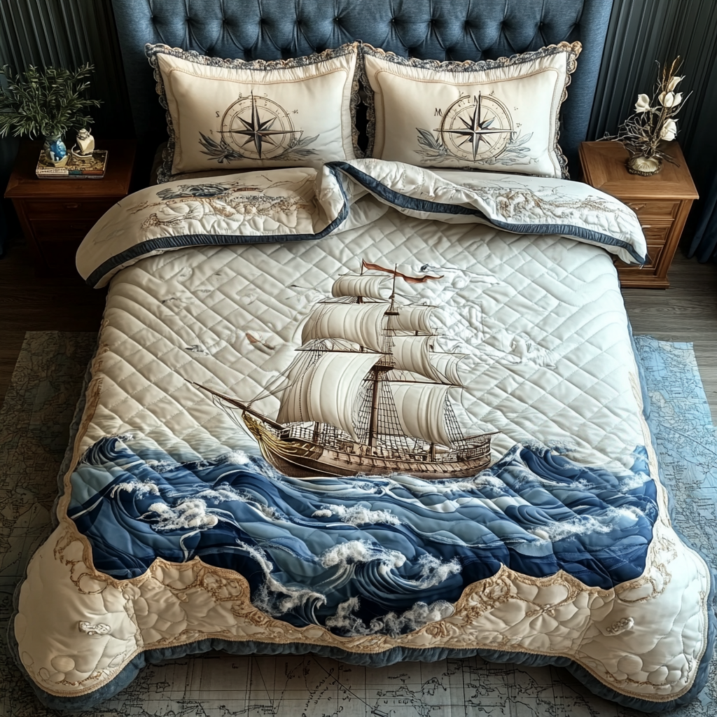 Golden Horizon 3-Piece Quilted Bedding Set NCU0DV2978