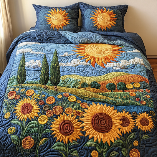 Golden Horizon 3-Piece Quilted Bedding Set NCU0DV2985