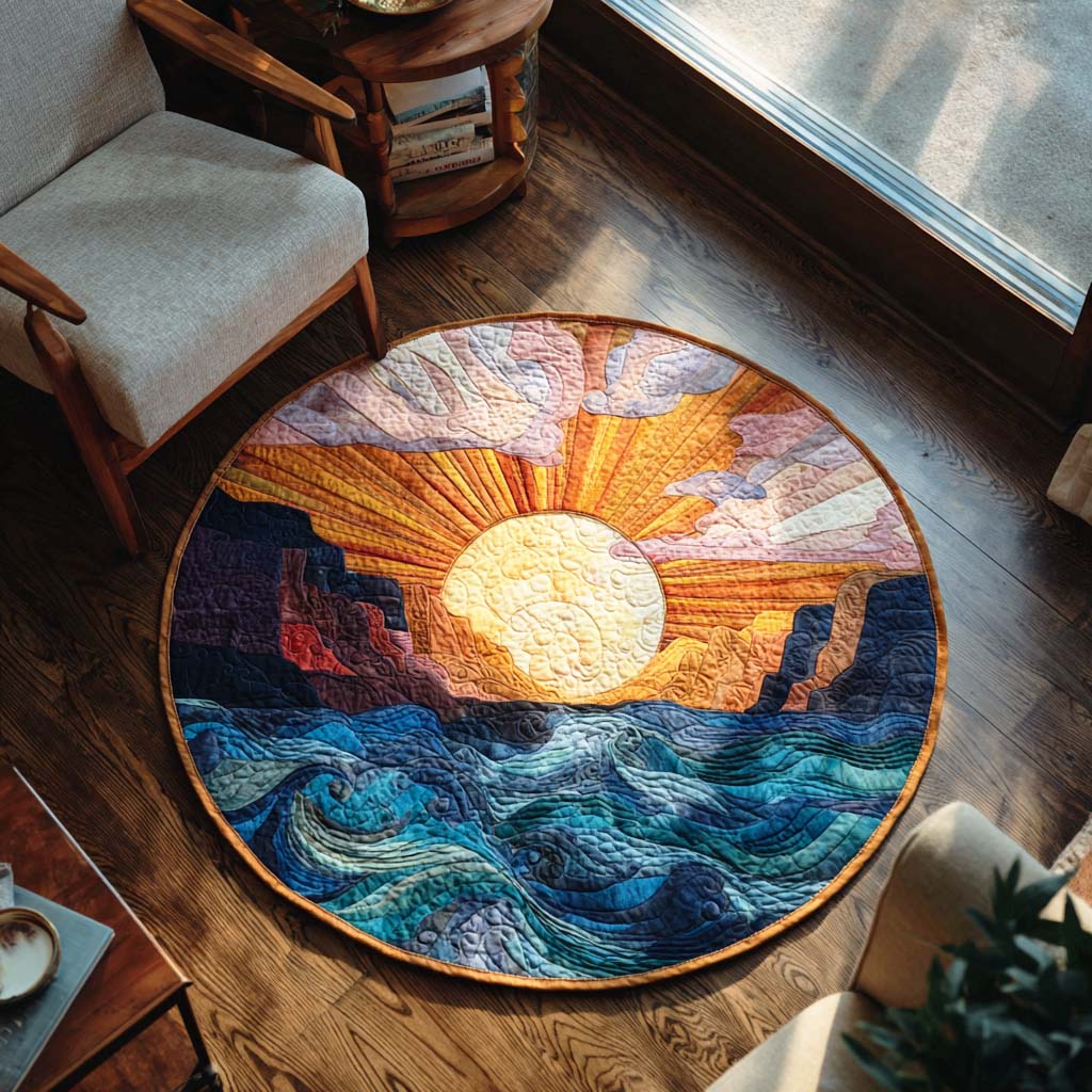 Golden Horizon Quilted Round Mat NCU0TD285