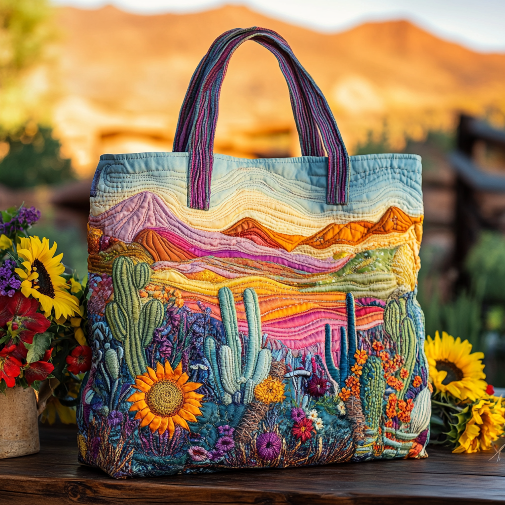 Golden Horizon Quilted Tote Bag NCU0VL2787