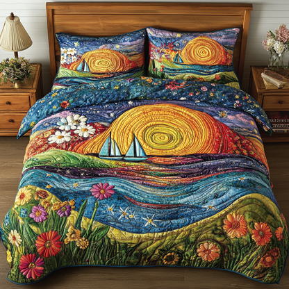 Golden Horizon Voyage 3-Piece Quilted Bedding Set NCU0VL978