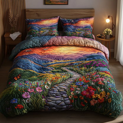 Golden Horizon Walk 3-Piece Quilted Bedding Set NCU0VL1308