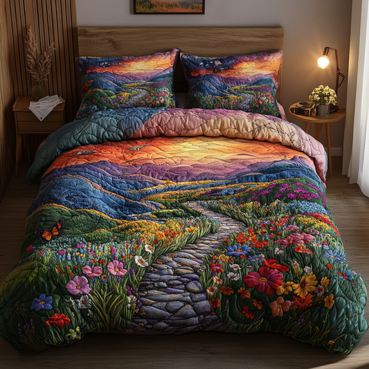 Golden Horizon Walk 3-Piece Quilted Bedding Set NCU0VL1308