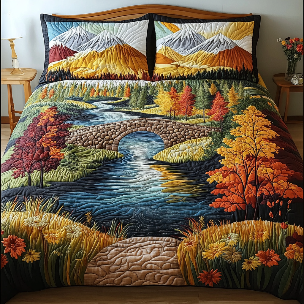 Golden Horizons 3-Piece Quilted Bedding Set NCU0DK6181