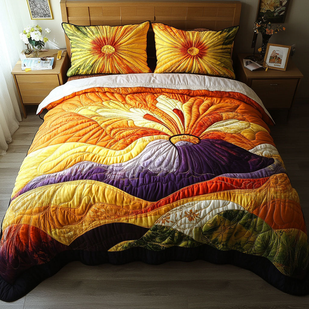 Golden Horizons 3-Piece Quilted Bedding Set NCU0PT7337