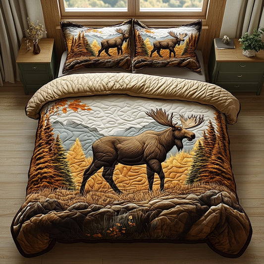 Golden Horns 3-Piece Quilted Bedding Set NCU0DV7082