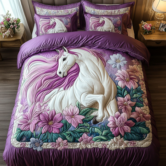 Golden Horse 3-Piece Quilted Bedding Set NCU0DK8061