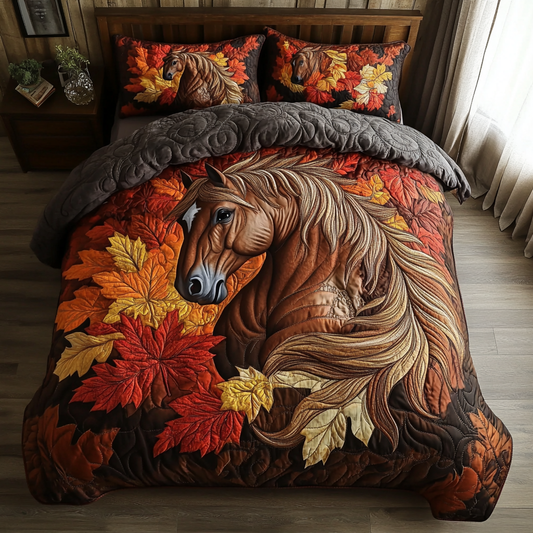 Golden Horse 3-Piece Quilted Bedding Set NCU0DK9529