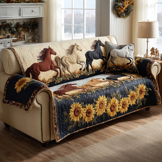 Golden Horse Galaxy Quilted Sofa Cover NCU0HH1606