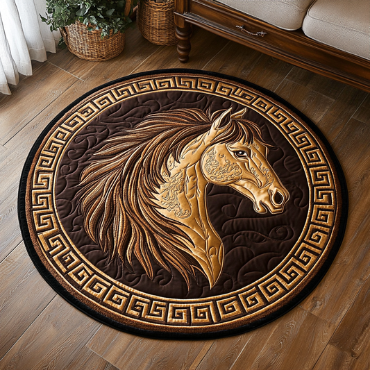 Golden Horse Quilted Round Mat NCU0DK9592