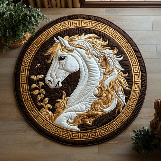 Golden Horse Quilted Round Mat NCU0DV7308