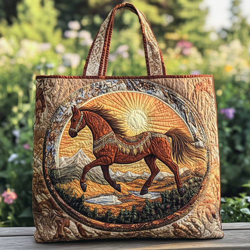 Golden Horse Quilted Tote Bag NCU0DK9002