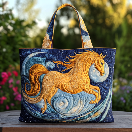 Golden Horse Quilted Tote Bag NCU0DK9237