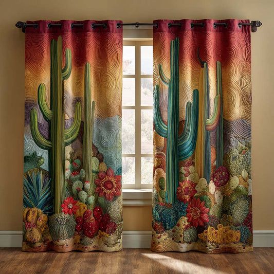 Golden Hour Cactus Garden Quilted Curtains NCU0XD2002
