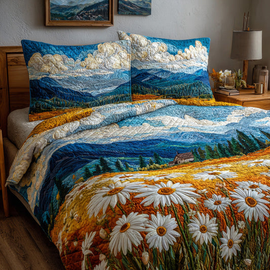 Golden Hour Daisies 3-Piece Quilted Bedding Set NCU0VL3041