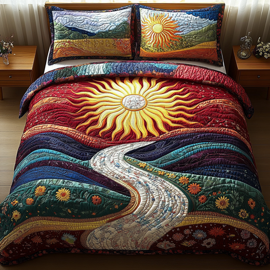 Golden Hour Dreams 3-Piece Quilted Bedding Set NCU0DV3299