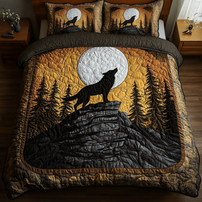 Golden Howl 3-Piece Quilted Bedding Set NCU0NT3852
