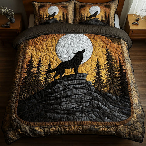 Golden Howl 3-Piece Quilted Bedding Set NCU0NT3852