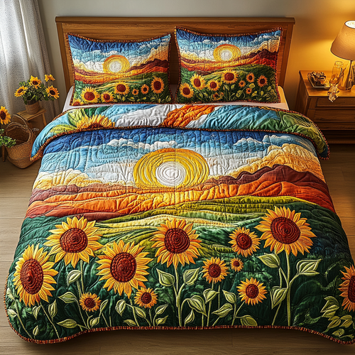 Golden Hugs 3-Piece Quilted Bedding Set NCU0VL2407