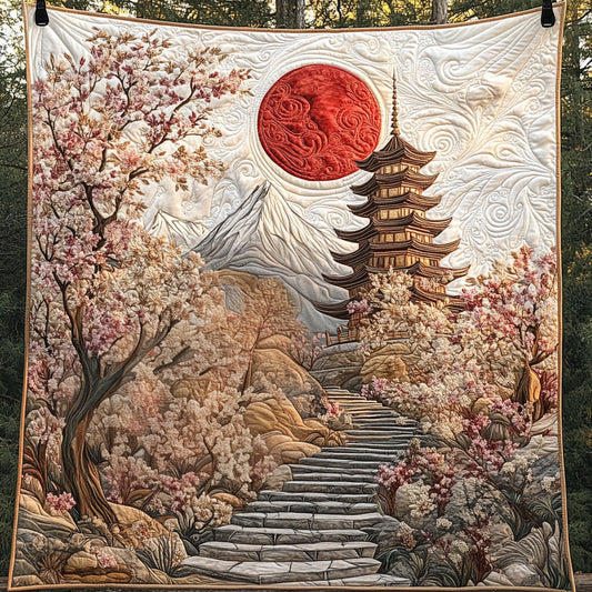 Golden Japanese Pagoda Quilted Blanket NCU0DV6605