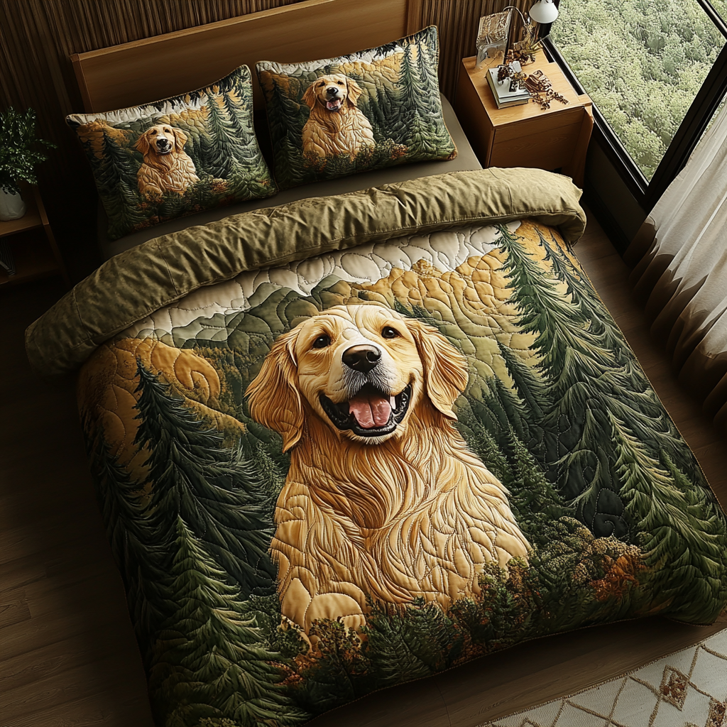 Golden Joy 3-Piece Quilted Bedding Set NCU0DV5526